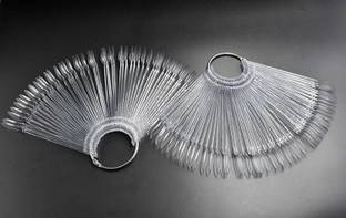 NAILWIND Fan Shape Nail Art Polish Display Tips, False Nail Sample Sticks, Nail Practice Color Display,for Nail Home DIY Nail Salon Practice Tools Fan-shaped Transparent
