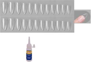 TBUY 48 Pieces Clear Oval Nails extension Transparent with Nail Glue Transparent
