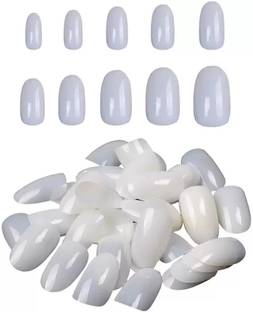 LikeUp Artificial Nails Natural White Short Oval Shape | Finger Nail Extension UV/LED Acrylic DIY Oval Nails Tip 500pc Unbreakable Fake