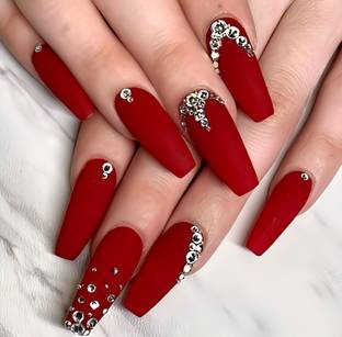 Shhagan Designer Carmine Studded Press on Nails with Glue Kit 1200 Multicolor