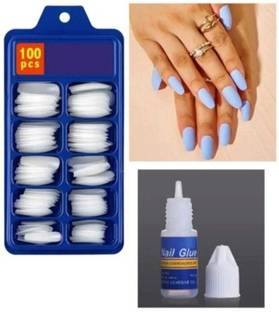 asija makeovers Professional Transparent Reusable Fake Nail With Nail Glue transparent