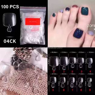 LikeUp 100 PCS False Nails Artificial Clear DIY False Toe Nails Fake Nails for Nail Art Transparent/Clear