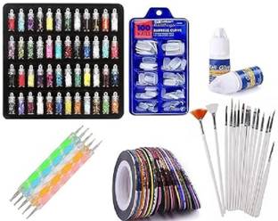 lanellie Nail Art Kit Glass Bottles Glitter Stones Multicolur