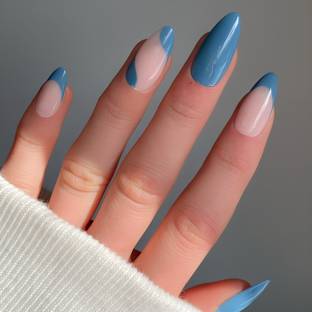 Shhagan Chathams Blue Designer Artificial Press-on-Nails with Glue 739 Multicolor