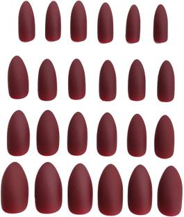 BUZIVENTURES 24PC/SET BEAUTIFUL BROWN MATTE ARTIFICIAL REUSABLE NAILS WITH NAIL GLUE BROWN MATTE FINISH