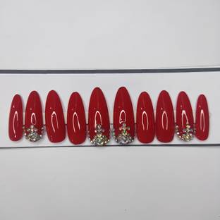 VGroot fake artificial designer nails extension press on nails bridal for wedding glue red