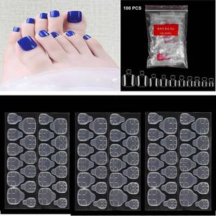 LikeUp Finger Nail Extension 100pc/Box Natural Artificial Unbreakable Natural Toe Nail Clear/Transparent with 3 X 72 Pcs Tab