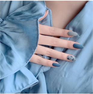 VIKSON INTERNATIONAL BLUE GREY TIGER PRINT MATTE FINISH ARTIFICIAL FAKE NAILS set. BLUE, GREY, TIGER