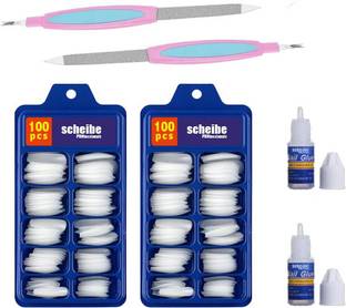 Scheibe 200 pcs White Nails 2 Nail Glue, 2 Nail Filer White
