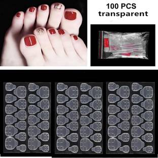 LikeUp Best False Toenails Artificial French Acrylic Clear Toe Nail Tips With 3 Tab Clear/Transparent