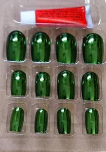Sid pari saller 12pcs Mirror Shine Artificial Nails Green