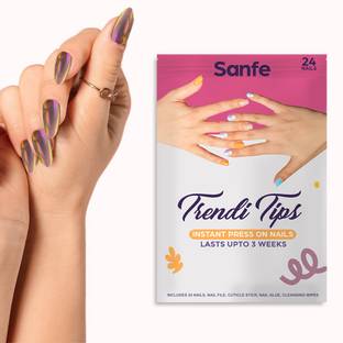Sanfe Instant Press On Nails Bloody Marry Reusable Artificial Fake Nails Salon Look White