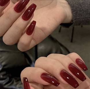 VIKSON INTERNATIONAL DEEP RED LONG UV HIGH GLOSS FINISH LONG ARTIFICIAL FAKE NAILS set DEEP RED