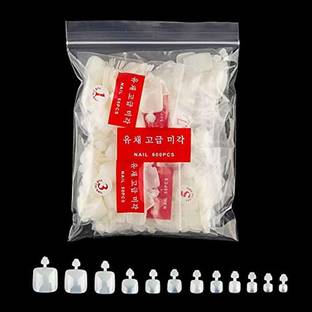 LikeUp Professional 500 Pcs False White Toenails Full Cover Artificial Acrylic Toenails Clear white