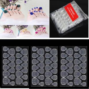 LikeUp False Clear Toenails Full Cover Artificial Acrylic Toenails Clear/Transparent With 3 X 72 Pcs Tab