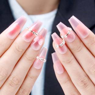 Huda Girl Blush Pink Diamond Wedding Series Handmade Artificial False Nails Set-for Women multicolor