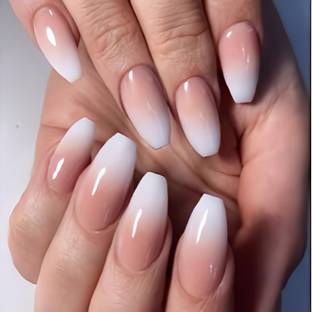 The NailzStation Ombre Artificial nails Designer Acrylic Fake Press on art with glue kit Natural