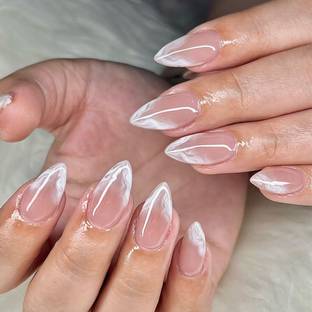 kyiesh KYEISH Artificial Reusable Nails beautiful designed Rosy Pink with white shaded Pink