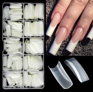 luzimaisa Best 100 PC /Set Artificial Nail/Nails with glue.Nail extension tips White