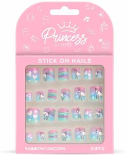 Renee Princess Stick On Nails, Rainbow Unicorn Nails Multicolor