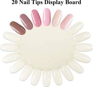 ANJOU 5 Palettes 20 Nail Tips Display Board for Nail Art Design Pattern Practice white