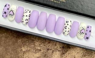 AMOK STORE Black & White Press On Nails/fake Nails /false Acraylic Women Nails Purple, White, Black