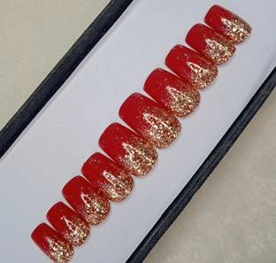 AMOK STORE Press on nail for women's, nail set, false nail tip, nail with glue1 RED