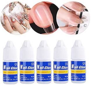 Facejewel 5Pcs Nail Glue For Artificial Nail Waterproof Nail Adhesive Bottle Acrylic nails White