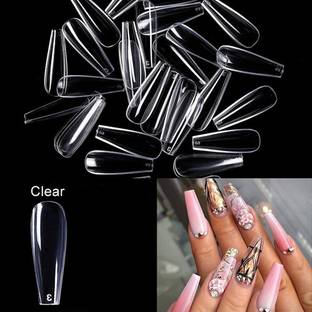 KAIASHA Artificial Gold Finger Empress Curve Tips Fake Nails & Glue Bottles white