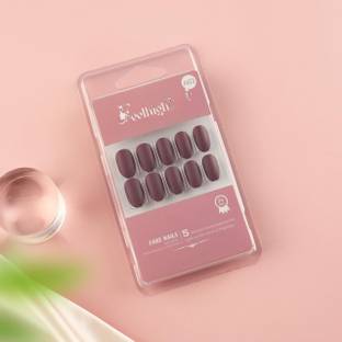 feelhigh 24 Press On Nails Tips Natural Reusable Stick on Nails A63