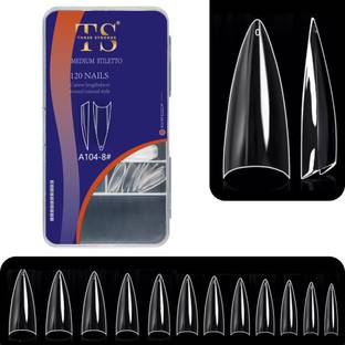 THR3E STROKES Soft Gel Nail Tips | Artificial Nails Medium Stiletto False Nails Extension Set Full Cover Soft Nail Tips | Nail Salons DIY Nail Art with Box