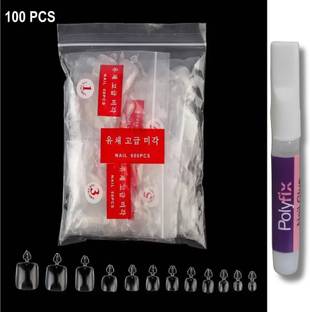 LikeUp Clear 3C Artificial Short Press On Toe Nails for Women With Press on Glue Clear/Transparent