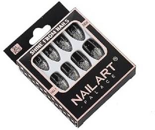 Minniq Artificial Nails,Fake nails, False Nails,Salon Manicure Acrylic Nail Art Black