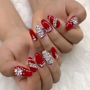 The NailzStation fake nails designer bridal artificial nails for wedding press on nails with glue Maroon