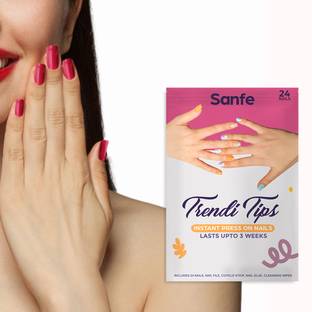 Sanfe Instant Press On Nails Violet Chrome 24 Reusable Artificial Fake Nail Salon Look White
