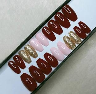 AMOK STORE Press on nail for women's, nail set, false nail tip, nail with glue120 MULTICOLOUR