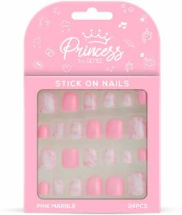 Renee Princess Stick On Nails, Pink Marble Pink