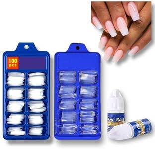 Morbee Artificial Nail Kit with Glue – 200 Tips (White & Transparent) | M_AN_2_02 White & Transparent