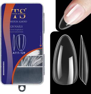 THR3E STROKES Soft Gel Nail Tips | Artificial Nails Medium Almond False Nails Extension Set Full Cover Soft Nail Tips | Nail Salons DIY Nail Art with Box