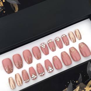 The NailzStation Artificial nails fake nails with design designer press on nails with glue Multicolor