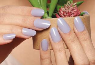 Lick - Press on Nails Artificial Nails and Fake Nails Set Oval Shape Light Grey