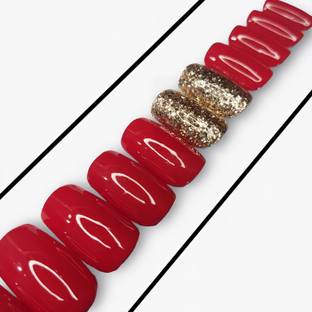 Shhagan Designer Carmine Glitter Press on Nails with Glue Kit 1219 Multicolor