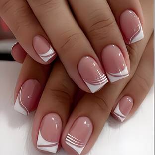 The NailzStation French Artificial nails Designer Acrylic Fake Press on art with glue kit Natural