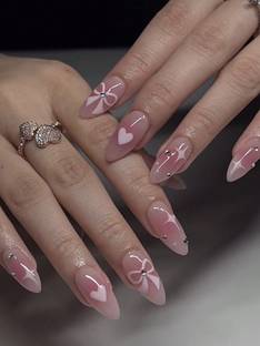 FWS Fashionworldshop Glossy Nude Bow Almond FWS639 Nude