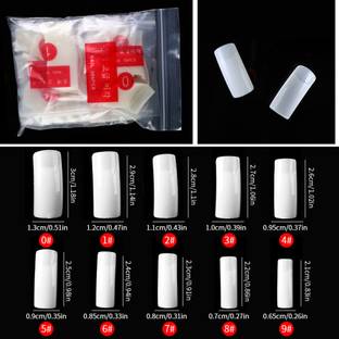 BOZLIN Professional 500 Piece Artificial Fake Nails Set With Nail Glue Salon Quality (White)
