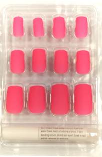KIRA Artifical Fake Nails with Glue, Matte Finish Acrylic False Nails For Women, Fusia