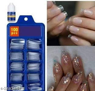 MINGXIA Transparent False Nails With Nail Glue Transparent