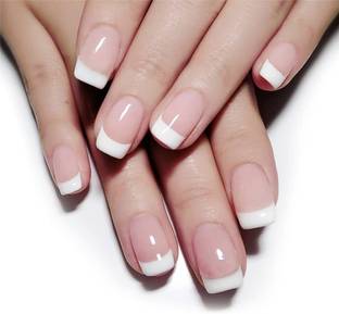 twirey Stick On Nails Reusable Artificial Fake Nail Set, Long Lasting FRENCH NAIL FRENCH
