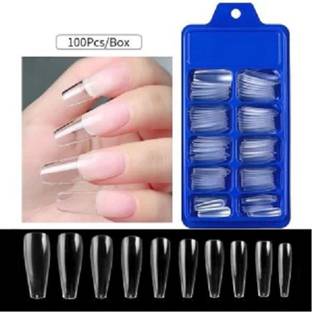 winry Lightweight Transparent Nails, 100 Reusable Artificial Fake Nail With Glue TRANSPARENT