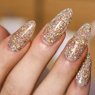 The Pink Truck Set of 24 Artificial Reusable nails in Greek Goddess Design with glue Golden